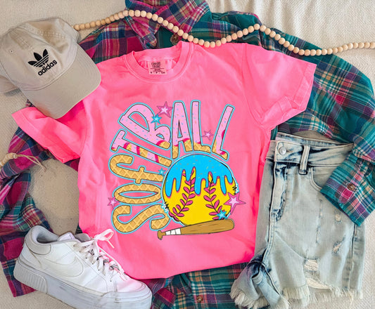 SOFTBALL DRIP TEE (N PINK)