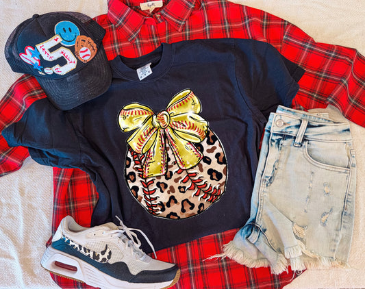 LEOPARD SOFTBALL TEE (BLACK)