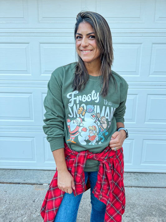 FROSTY THE SNOWMAN SWEATSHIRT (M. GREEN)