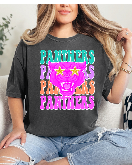 PANTHERS COLORFUL STACKED TEE (PEPPER)