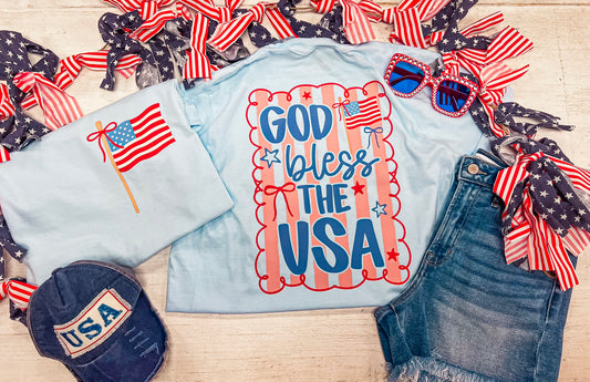 GOD BLESS THE USA TEE (CHAMBRAY)