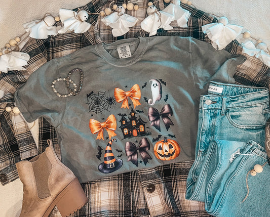 HALLOWEEN BOWS TEE (GREY CC)