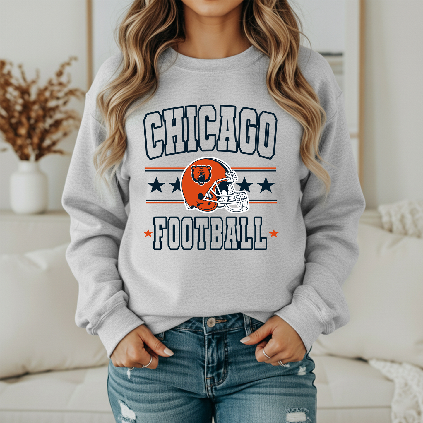 CHICAGO FOOTBALL STARS AND STRIPES SWEATSHIRT (S GREY)