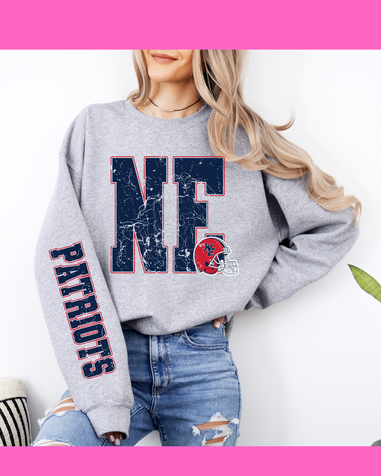 NE PATRIOTS VARSITY SLEEVE SWEATSHIRT (S. GREY)