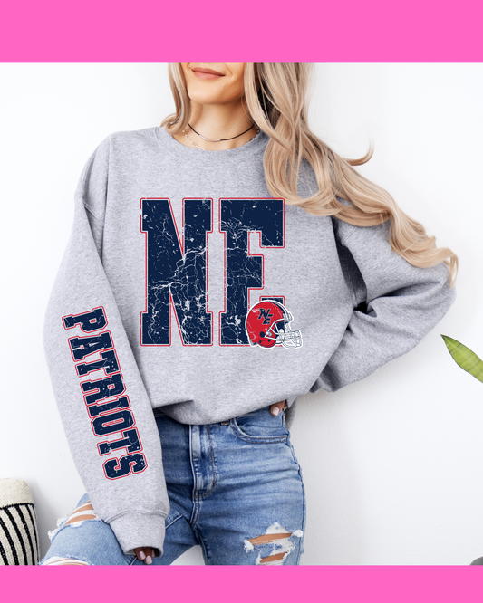 NE PATRIOTS VARSITY SLEEVE SWEATSHIRT (S. GREY)