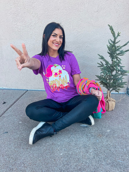 MERRY CHRISTMAS BRIGHT TEE (H.PURPLE)