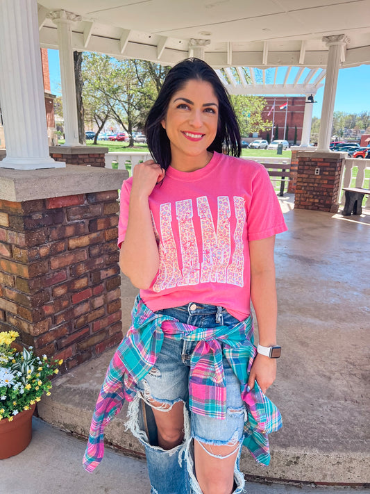 PINK MAMA LEOPARD TEE