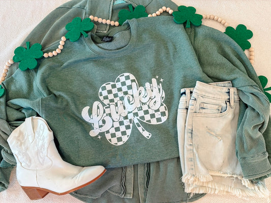 CHECKED CLOVER SWEATSHIRT (H GREEN)