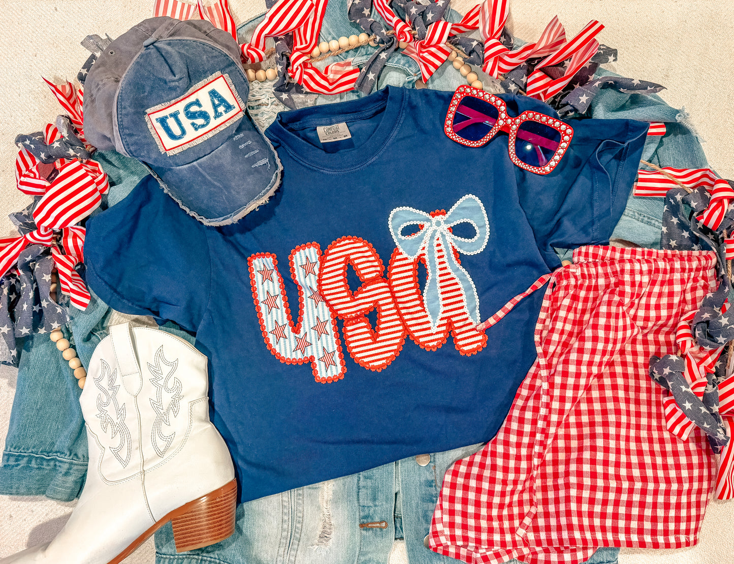 USA CUTESY TEE (NAVY)