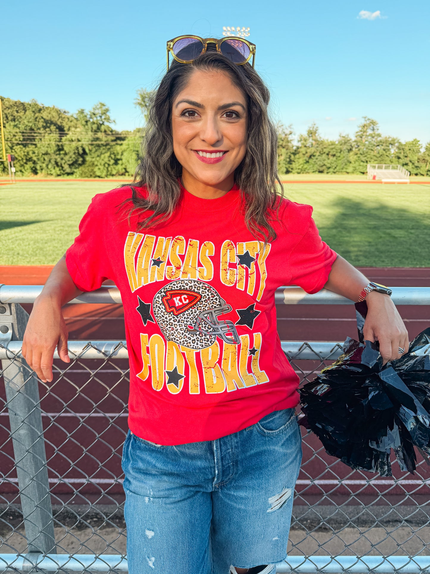 KANSAS CITY FOOTBALL FAVE STARS TEE (RED CC)
