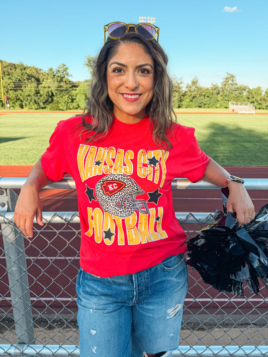 KANSAS CITY FOOTBALL FAVE STARS TEE (RED CC)