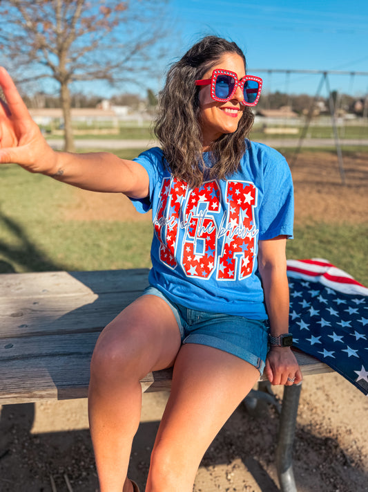 USA HOME OF THE BRAVE (BLUE)