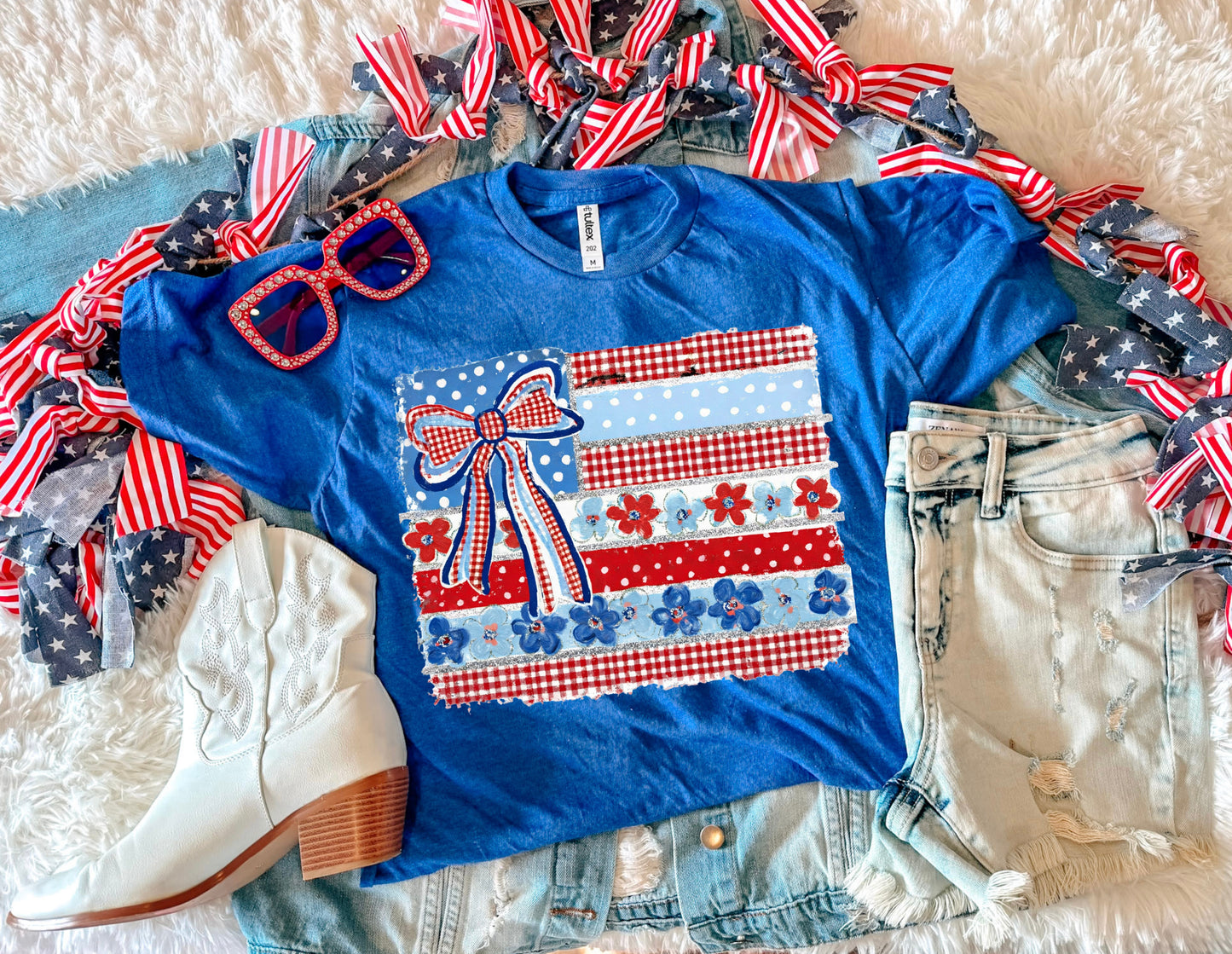 FLORAL FLAG TEE (H BLUE)