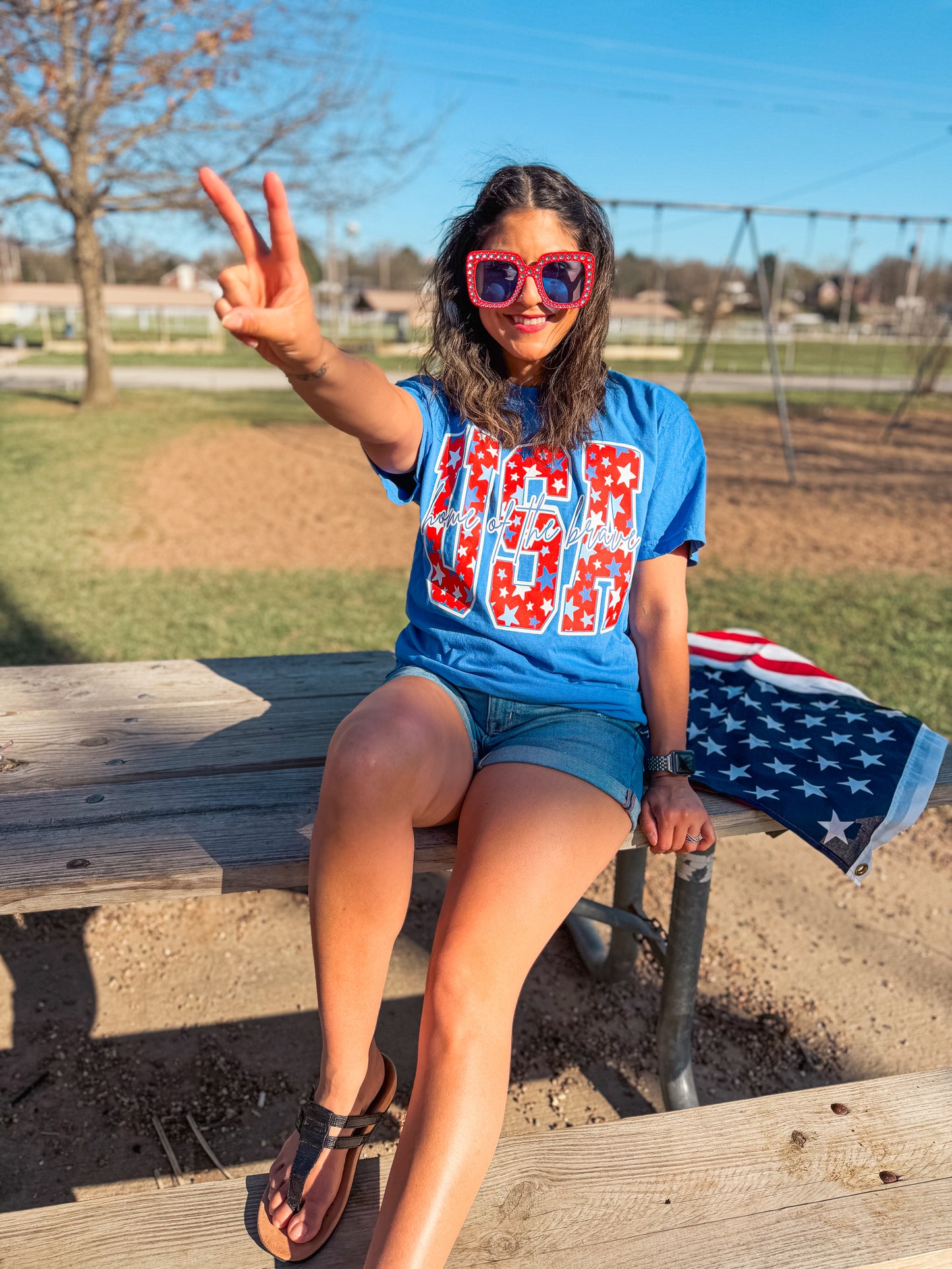 USA HOME OF THE BRAVE (BLUE)