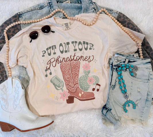 PUT ON YOUR RHINESTONES TEE (IVORY)