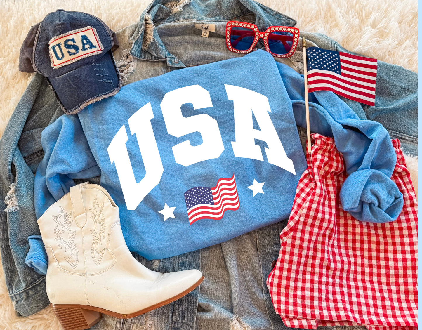 USA BLOCK SWEATSHIRT (COLUMBIA BLUE)