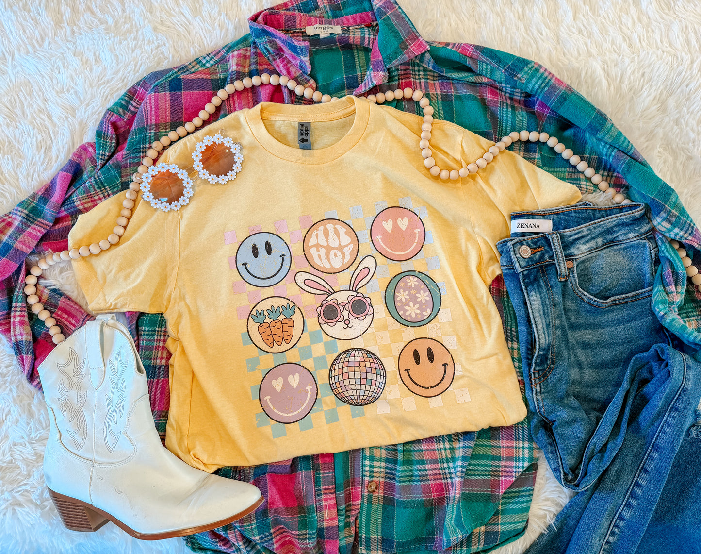 HIP HOP CHECKERED TEE (YELLOW)
