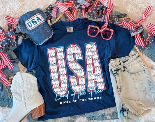 USA STARS AND STRIPES TEE (NAVY)