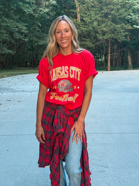 KANSAS CITY FOOTBALL VINTAG TEE (RED CC)