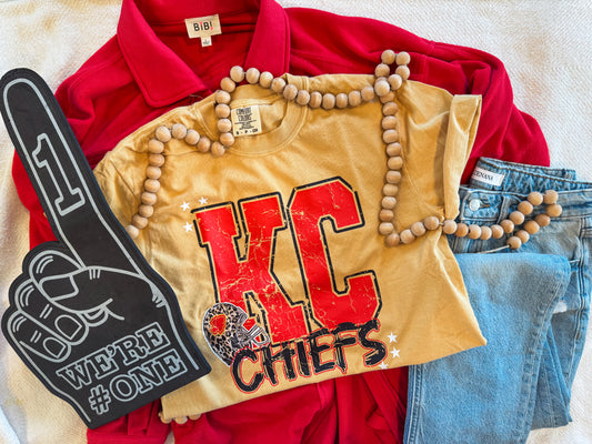 KC CHIEFS SCRIPT TEE (MUSTARD CC)