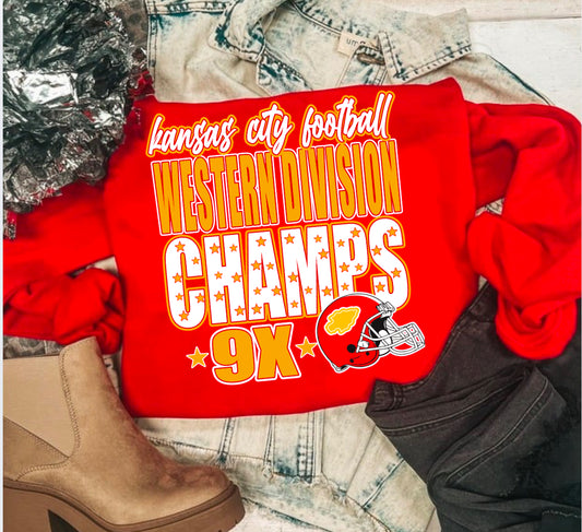 KANSAS CITY FOOTBALL WESTERN CHAMPS SWEATSHIRT (RED)