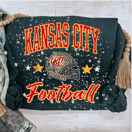 KANSAS CITY FOOTBALL BLEACHED SWEATSHIRT (BLACK)